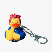 Load image into Gallery viewer, Rosie the Riveter Rubber Duck Keychain